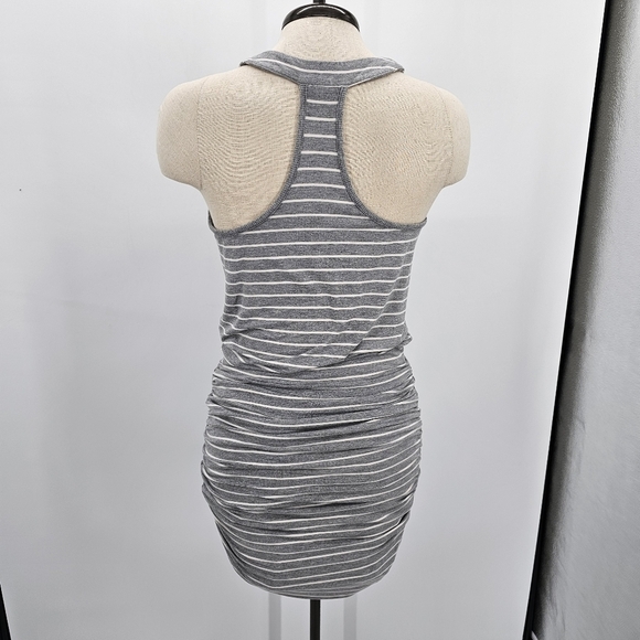 Athleta grey stripe knit rouched tank dress women's size small - Picture 3 of 6